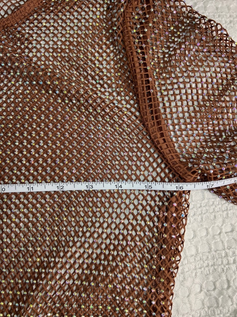 House of Harlow 1960 Brown Mesh Long Sleeve Rhinestone Top size M - Picture 3 of 6